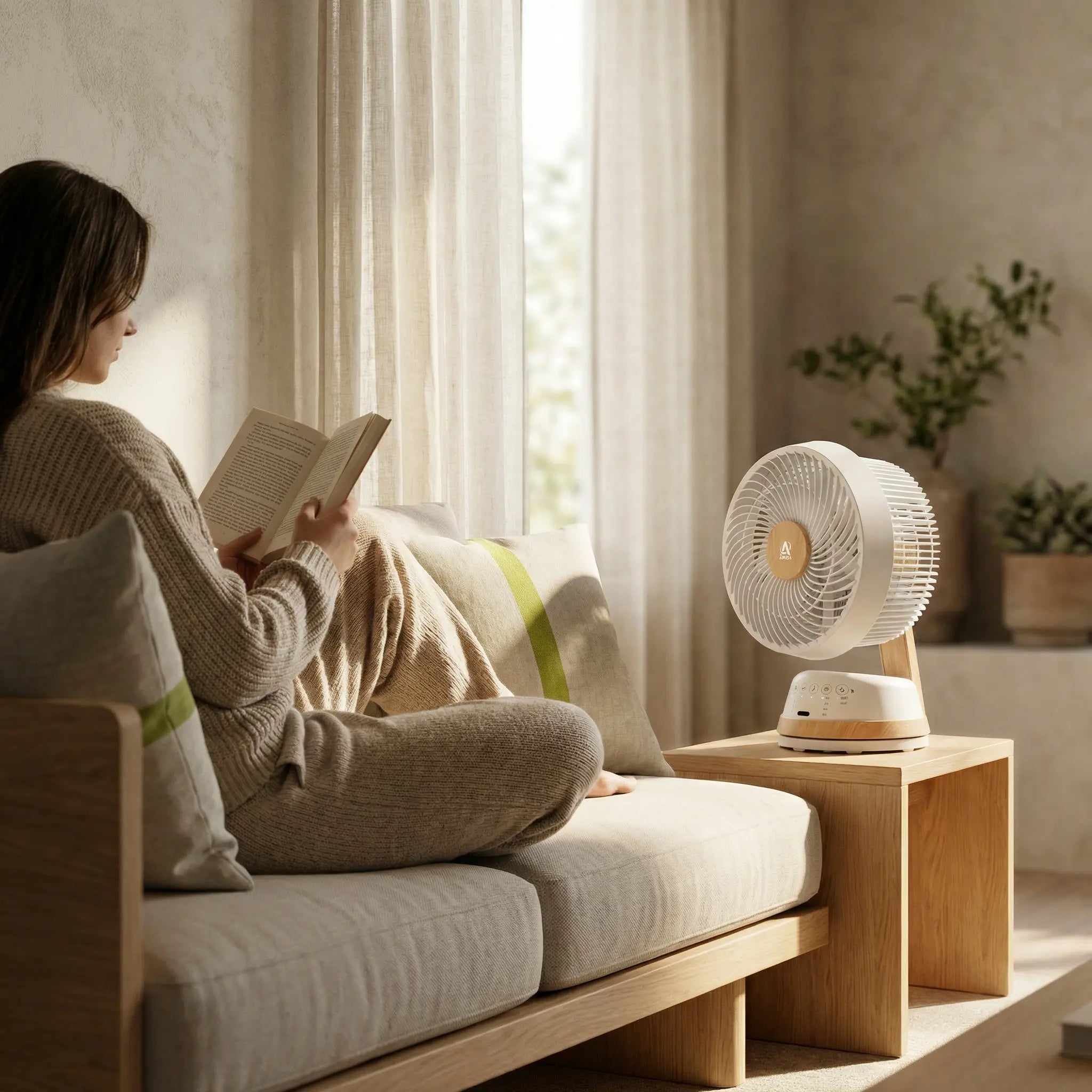 Arida Breeze powerful and quiet table fan (white/dark)