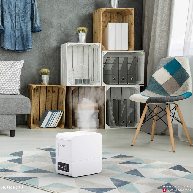 Boneco S250 varmdamp luftfukter på gulv