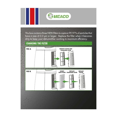 Meaco 12L Platinum HEPA-filter 3 stk eske bak
